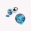 49 Plug Bijou Bleu Cristal avec Clochettes – Taille M – Cœur Ardent