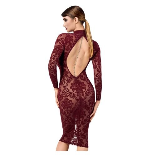 95 Robe Fourreau Tulle Floqué Kink Royal F384 – Noir Handmade | Robe Érotique Chic