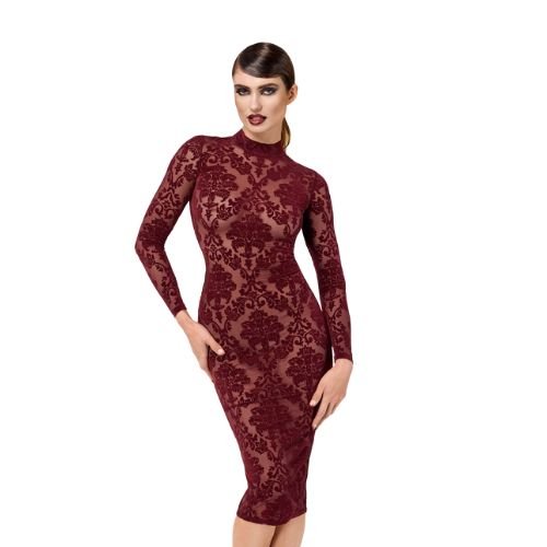 96 Robe Fourreau Tulle Floqué Kink Royal F384 – Noir Handmade | Robe Érotique Chic