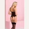 116 Ensemble Sexy Corset & String – Dentelle Noire & Tulle Nude