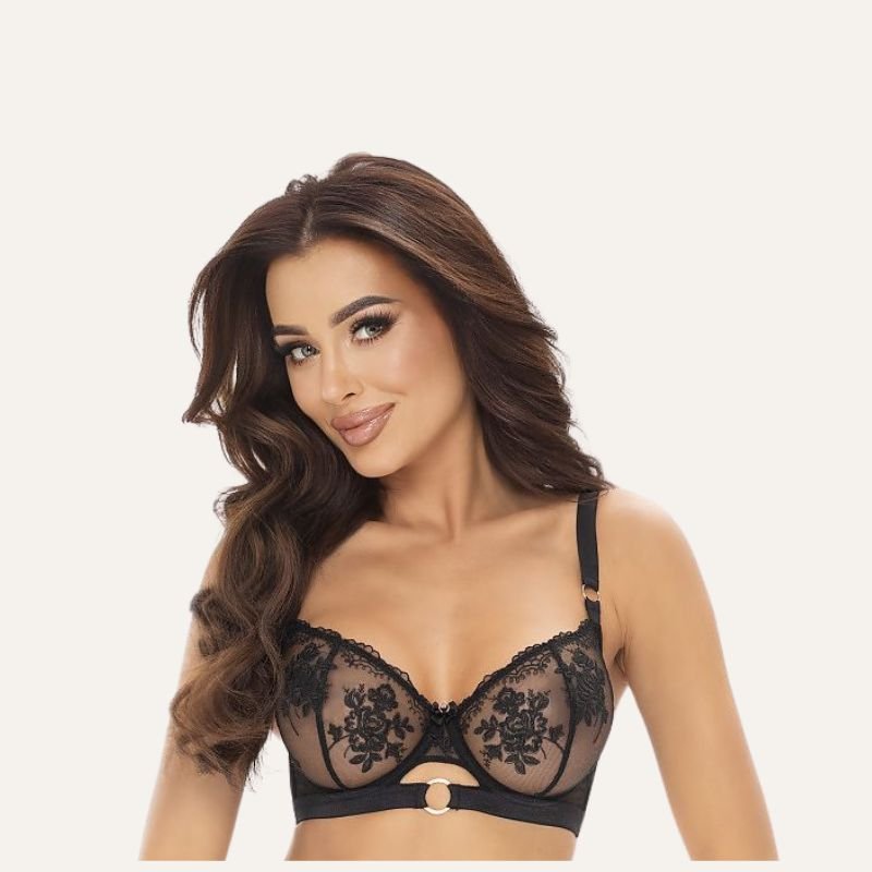 Soutien-Gorge Balconnet Motif Roses Brodé
