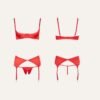 16 Ensemble lingerie 3 pièces ouvert rouge : audace, éclat et sensualité