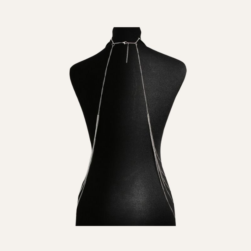 Bijou de Corps – Tour de Cou Trois Anneaux & Chaînes Argentées