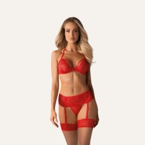 Ensemble Lingerie Sexy 3 Pièces – Rouge