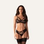 8 Ensemble SEG-1 Noir : Lingerie 3 Pièces en Dentelle & Transparence