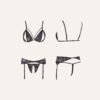 Ensemble Lingerie Pièces Fendu – Dentelle Noire