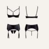 Ensemble Sexy Noir 3 Pièces – Demi-Seins & String Ouvert