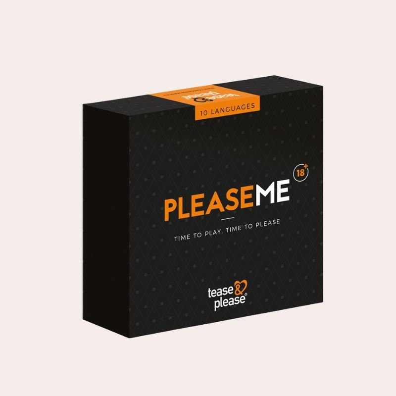PleaseMe de Tease & Please : jeu érotique pour couple avec accessoires BDSM, missions sensorielles et jeux de domination. Réservé aux +18 ans.
