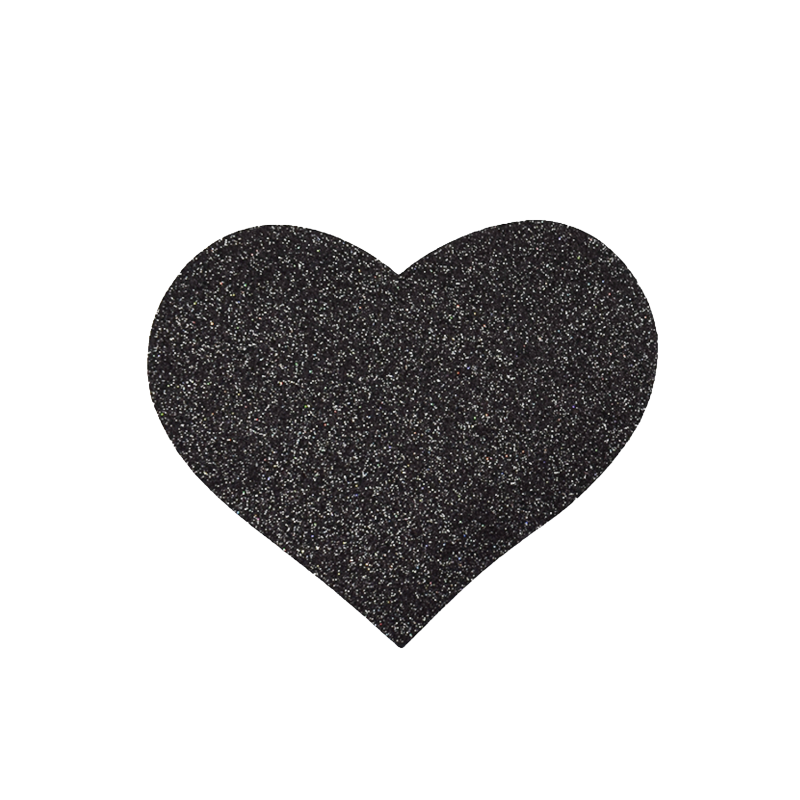 Cache-Tétons Cœur Pailleté Noir