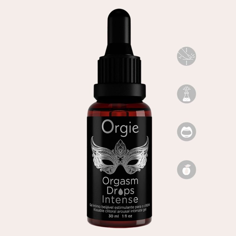 Gel clitoridien Orgasm Drops Intense : excitation extrême, sensation de chaleur accrue, embrassable, orgasmes puissants. Fabriqué au Portugal.