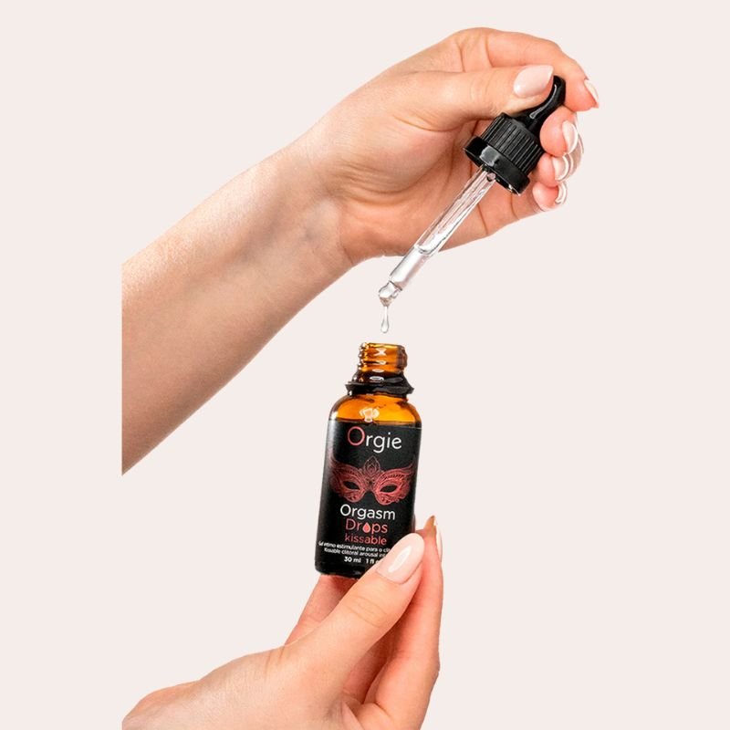 Gel clitoridien embrassable Orgasm Drops Kissable : sensations chaud & froid, excitation féminine, parfum pomme girofle. Fabriqué au Portugal.