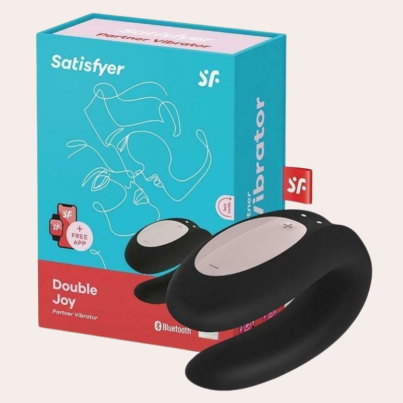 Stimulateur connecté pour couple Satisfyer Double Joy. Double stimulation clitoris, point G et pénis. App Satisfyer Connect, étanche IPX7.