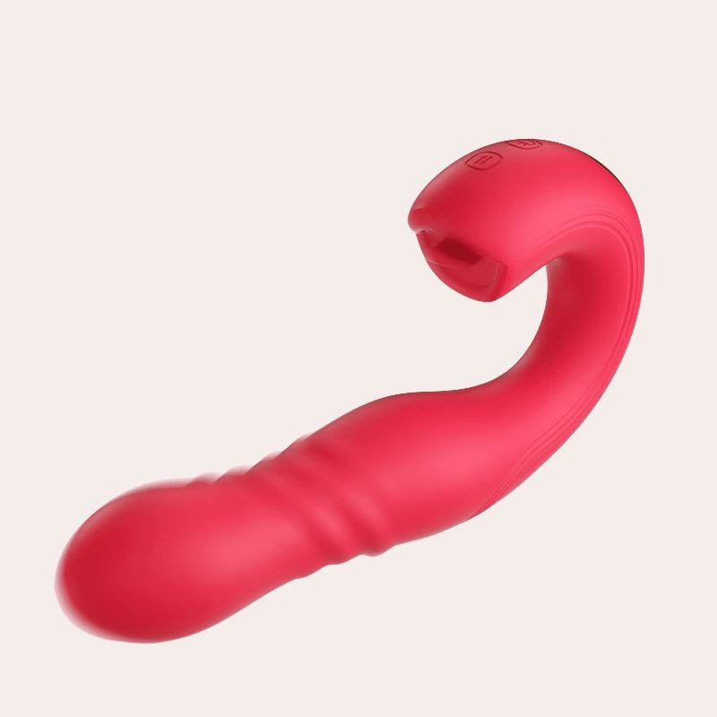 JOI THRUST 2 Rouge – Vibromasseur Point G Connecté & Lèche-Clitoris JOI THRUST 2 Rouge Vibromasseur Point G à va-et-vient & lèche-clitoris – Contrôlé par application