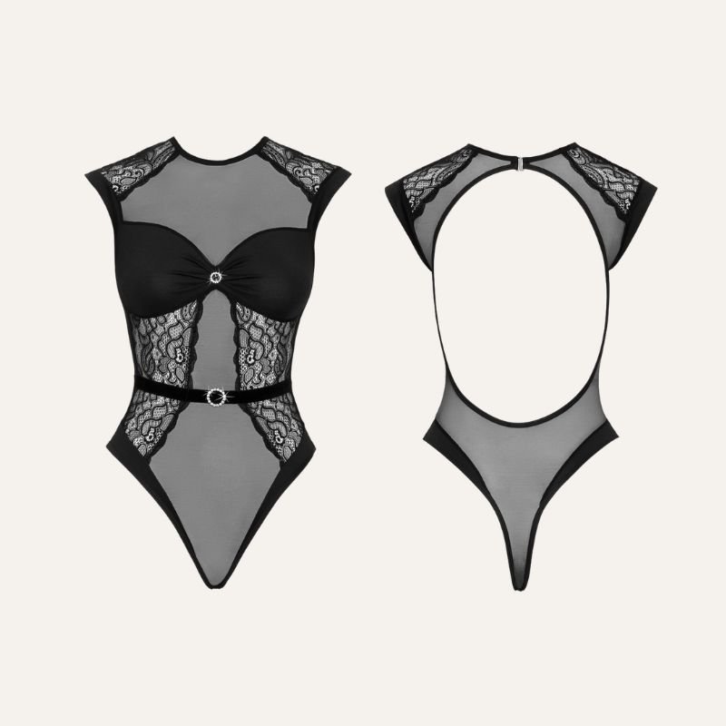 Body Rio Noir en Dentelle & Microfibre