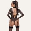 Body String Noir en Dentelle — Décolleté Plongeant & Harnais Décoratif