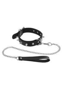Collier clouté BDSM avec laisse
