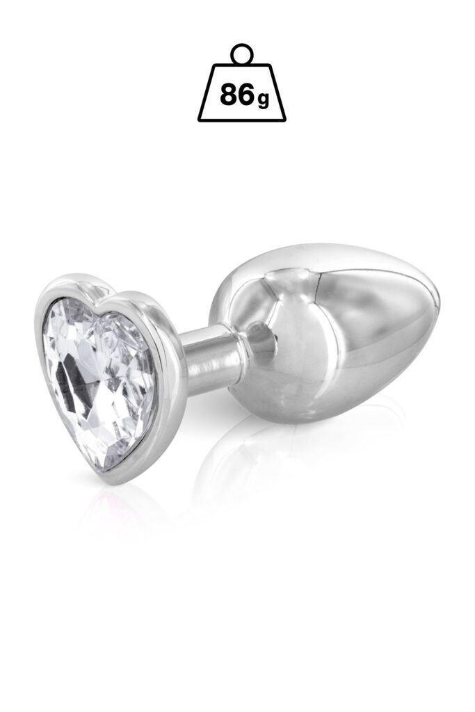 Gloria Silver taille M – Plug bijou argent avec cœur cristal