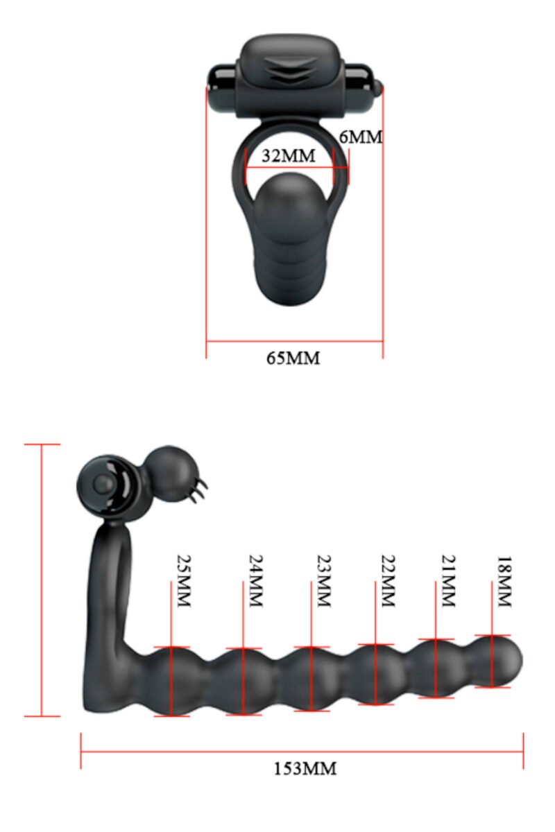 Hercules Penis Sheath – Cockring avec chapelet anal et stimulateur clitoris