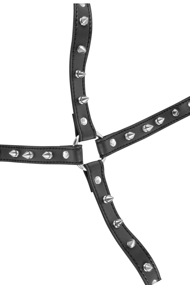 Harnais poitrine femme aspect cuir et rivets à pointes métal