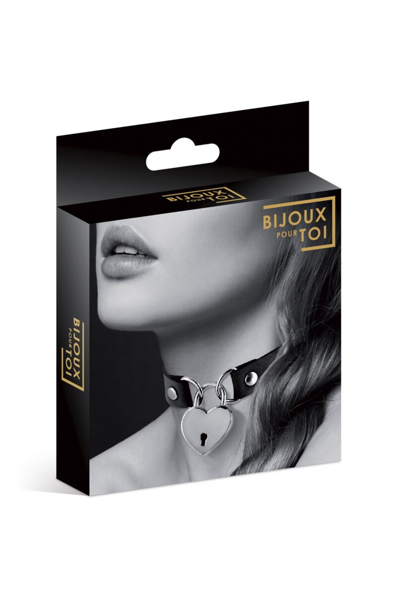 Collier ras de cou BDSM cadenas cœur rouge ou noir