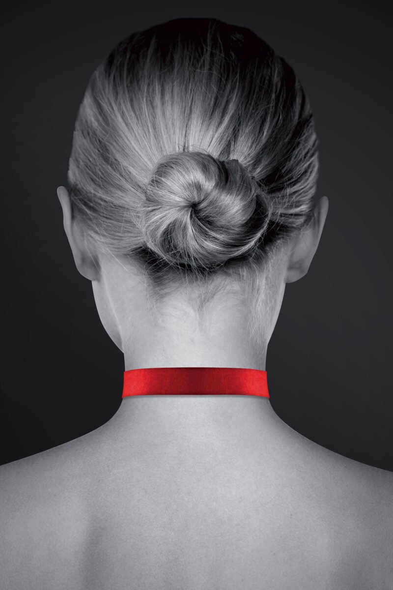 Collier ras de cou BDSM cadenas cœur rouge ou noir