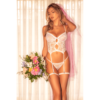 Ensemble bustier blanc en dentelle avec porte-jarretelles