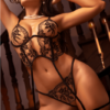 Ensemble lingerie chair et noir en dentelle brodée avec porte-jarretelles – Mapalé-69421 Ensemble lingerie chair et noir en dentelle brodée avec porte-jarretelles