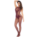 Combinaison en résille couleur cerise