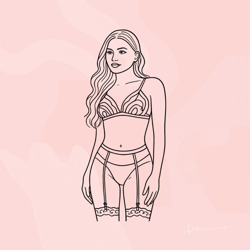 Porte-jarretelles sensuel avec soutien-gorge et bas de lingerie Secret Muse